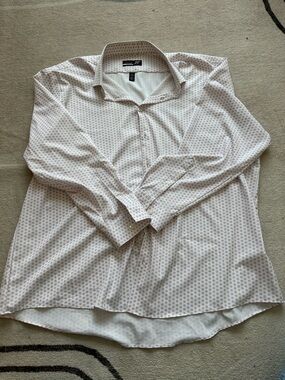 jf j.ferrar White Shirt with Light Pink Dot Print